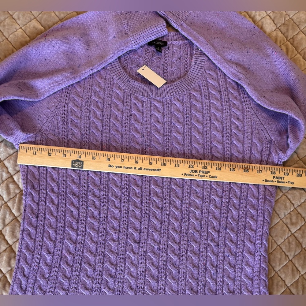 Talbots Women’s Medium Lavender Cable Knit Sweater NWT Cottagecore Cozy Chic - Picture 9 of 11